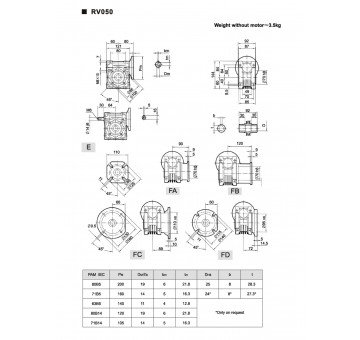 чертеж NMRV050-30-80B14 Редуктор