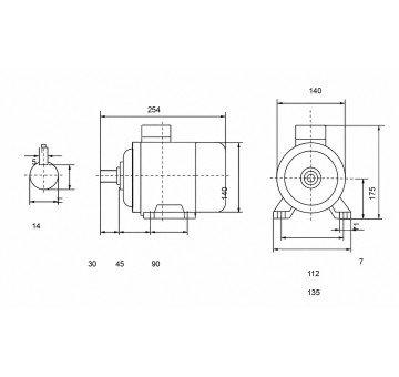 чертеж MS 71M1-0.25кВт-4 (B3) Электродвигатель