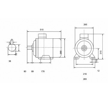 чертеж MS 132M-7.5кВт-4 (B3) Электродвигатель