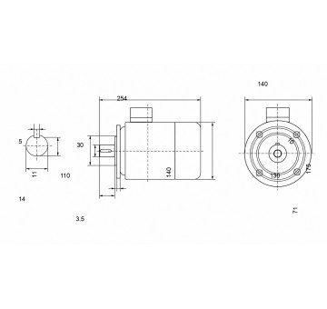 чертеж MS 71M1-0.25кВт-4 (B5) Электродвигатель