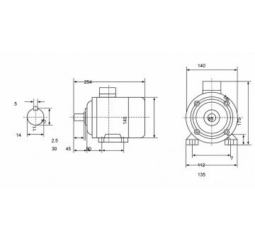 чертеж MS 71M2-0.25кВт-6 (B34) Электродвигатель