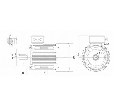 чертеж MS90L-1.5 кВт-4 (B14)