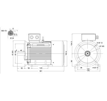 чертеж Y2 90L3-6 1.5KW B35 электродвигатель