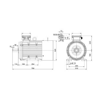 чертеж MSEJ 160L1-4 (15KW/1500) B3